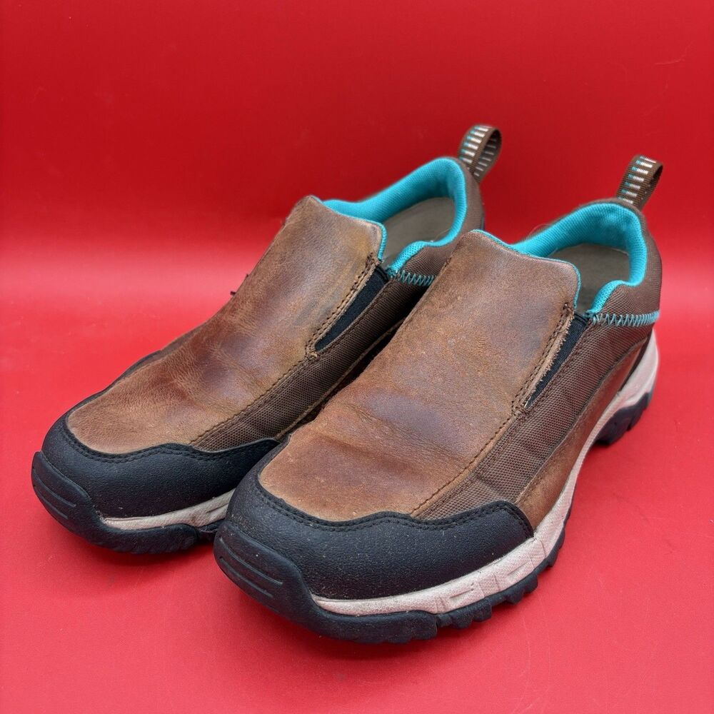 Ariat Women Skyline Slip-On Leather Trail Shoe Brown Blue ATS 10020042 Size 10B